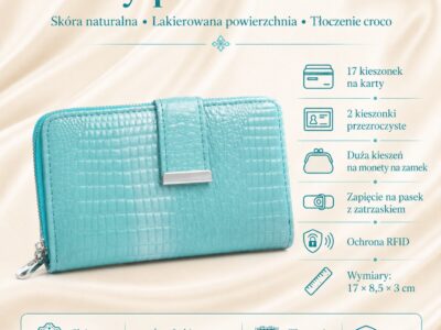 Portfel damski skórzany jasnoturkusowy Jennifer Jones - obrazek 7