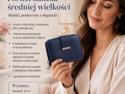 Granatowy średni portfel damski z cieniowanej eko skóry Jennifer Jones - obrazek 11