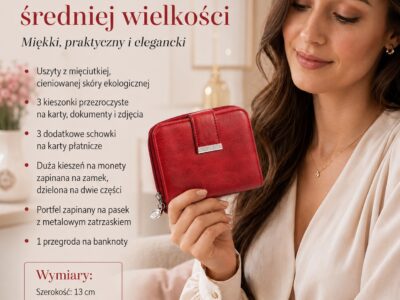 Czerwony średni portfel damski z eko skóry Jennifer Jones - obrazek 9