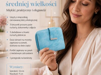 Turkusowy portfel damski z eko skóry średni Jennifer Jones - obrazek 8