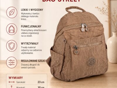 Lekki plecak miejski Bag Street w kolorze brązowym - obrazek 8