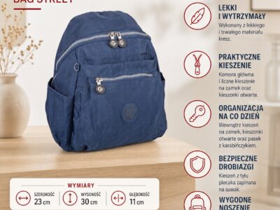 Lekki plecak miejski Bag Street w kolorze granatowym - obrazek 8