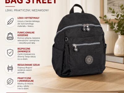 Lekki plecak miejski Bag Street w kolorze czarnym - obrazek 7