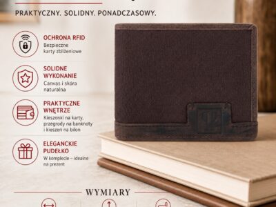 Wygodny, brązowy portfel męski Paolo Peruzzi z mocnego materiału i skóry naturalnej - obrazek 10