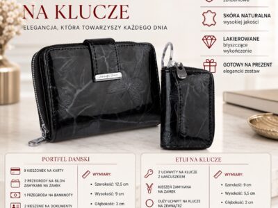 Zestaw prezentowy Etui na klucze czarne motylki + Portfel damski czarny motylki - obrazek 13
