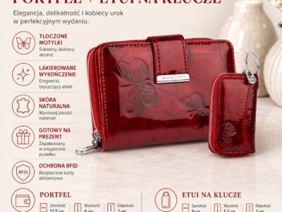 Zestaw prezentowy Etui na kluczeczerwone motylki + Portfel damski czerwone motylki - obrazek 14