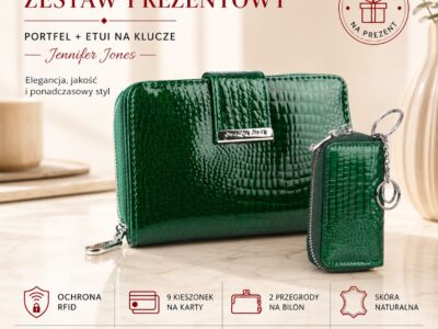 Zestaw prezentowy Etui na klucze zielone + Portfel damski zielony - obrazek 10