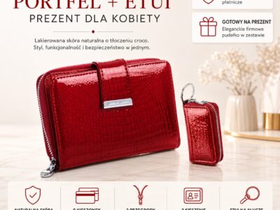 Zestaw prezentowy Etui na klucze czerwone + Portfel damski czerwony - obrazek 9