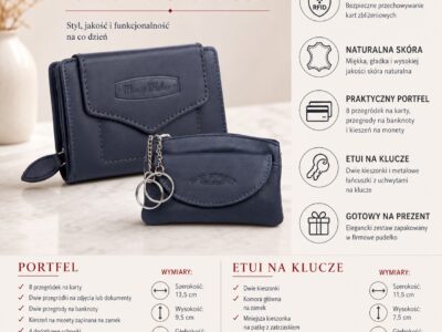 Zestaw prezentowy Etui na klucze szare+ Portfel damski szary - obrazek 10