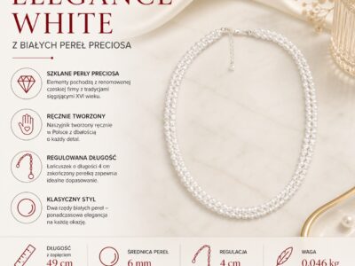 Podwójny naszyjnik damski z białych pereł Preciosa Elegance White Double - obrazek 8