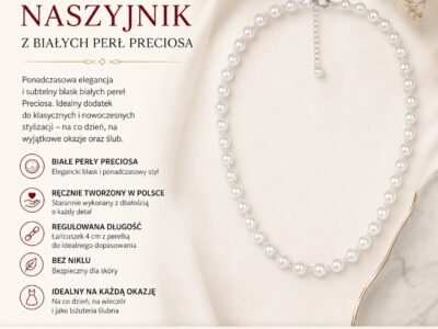 Klasyczny naszyjnik damski z białych pereł Preciosa Elegance White - obrazek 5