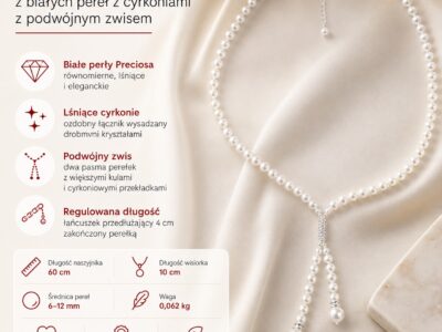 Naszyjnik z białych pereł Preciosa i kryształowych cyrkonii Ivory Duet - obrazek 8