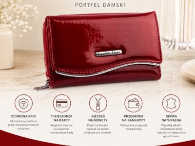 Portfel damski czerwony z zamkiem z.p. - obrazek 7