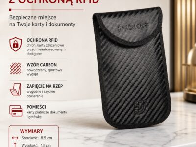 Etui na karty czarne pionowe z wzorem imitującym carbon - obrazek 5