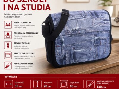 Torba na studia z klapką mieszcząca A4 młodzieżowa LOREN - obrazek 7
