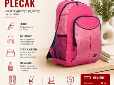 Różowy plecak szkolny lekki dla dziewczyny Semi Line - obrazek 11