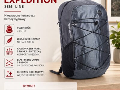 Szary plecak trekkingowy turystyczny wysoki 34L Semi Line - obrazek 13