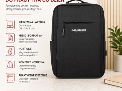Elegancki plecak do pracy z kieszenią na laptopa - obrazek 8