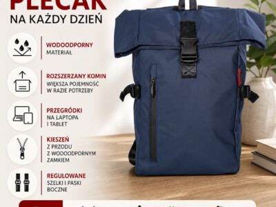 Plecak wodoszczelny sportowy Bag Street Granatowy - obrazek 10