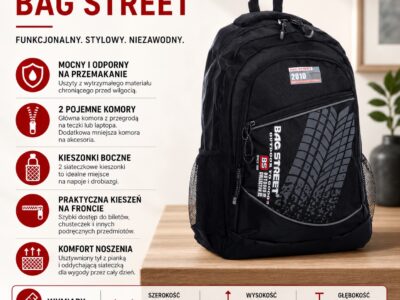 Soldiny czarny plecak męski do pracy/szkoły Bag Street - obrazek 11