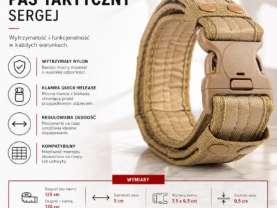 Pas taktyczny szeroki  wojskowy Quick Release z blokadą 5 cm beżowy SERGEJ JUNGLE - obrazek 8