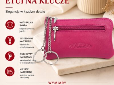 Różowe etui na klucze ze skóry naturalnej Bag Street - obrazek 4