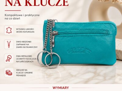 Turkusowe etui na klucze ze skóry naturalnej Bag Street - obrazek 4