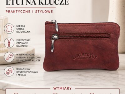 Ciemnobrązowe etui na klucze ze skóry naturalnej Bag Street - obrazek 6