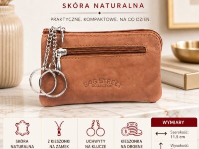 Brązowe etui na klucze ze skóry naturalnej Bag Street - obrazek 4