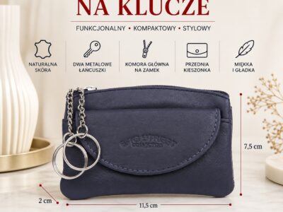 Skórzany pokrowiec na klucze granatowy Bag Street - obrazek 4