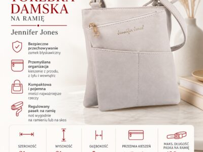 Torebka damska na ramię mała jasnobeżowa Jennifer Jones - obrazek 8