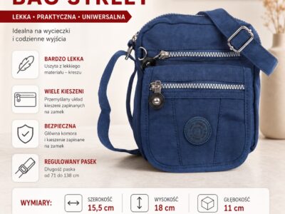 Mała granatowa torebka damska materiałowa Bag Street - obrazek 8