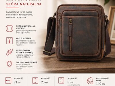 Ciemnobrązowa listonoszka męska na ramię ze skóry naturalnej Paolo Peruzzi - obrazek 11