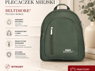 Kompaktowy, lekki plecaczek damski miejski w kolorze zielonym - obrazek 10