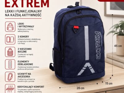 Lekki plecak sportowy granatowy Bag Street Extrem - obrazek 8