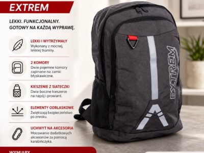 Lekki plecak sportowy szary Bag Street Extrem - obrazek 7