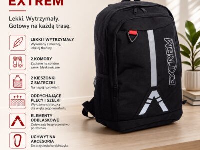 Lekki plecak sportowy czarny Bag Street Extrem - obrazek 8